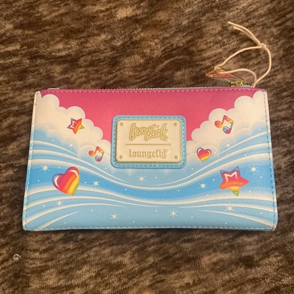 Loungefly Lisa Frank Unicorn Reflection Dolphin Rainbow Hearts Flap Wallet - Picture 6 of 8
